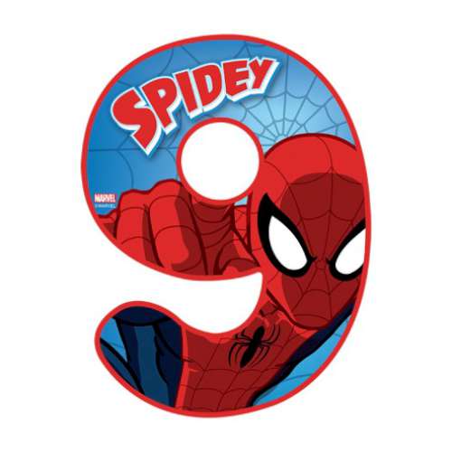 Spiderman Number 9 Edible Icing Image - Click Image to Close